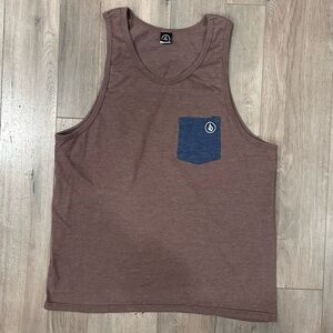 Volcom Brown Tank Top with Blue Pocket
